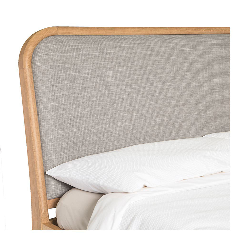 Celia-Danish Scandinavian Wooden Oak Fabric Upholstered King Bed