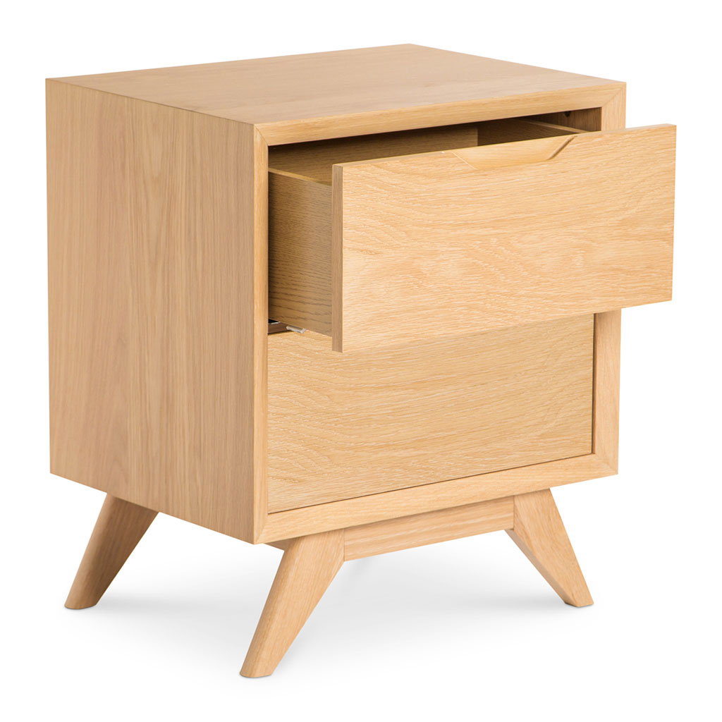 Erika Scandinavian Wooden Oak Bedside Table with 2 Drawers INTERIOR SECRETS  CF865-VN Nora Scandinavian 2 Drawer Wooden Bedside Table, MATT BLATT  Fleetwood Bedside Table