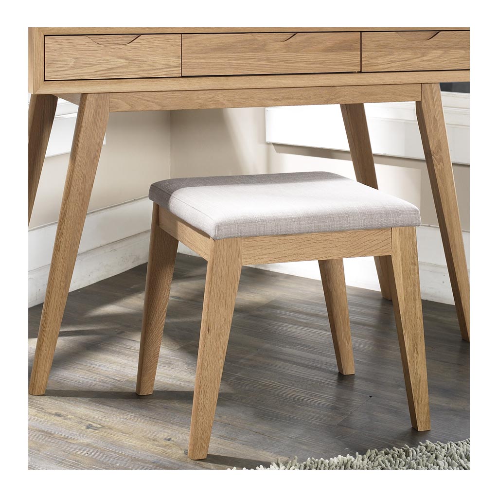Erika Scandinavian Wooden Oak and Fabric Stool lifestyle