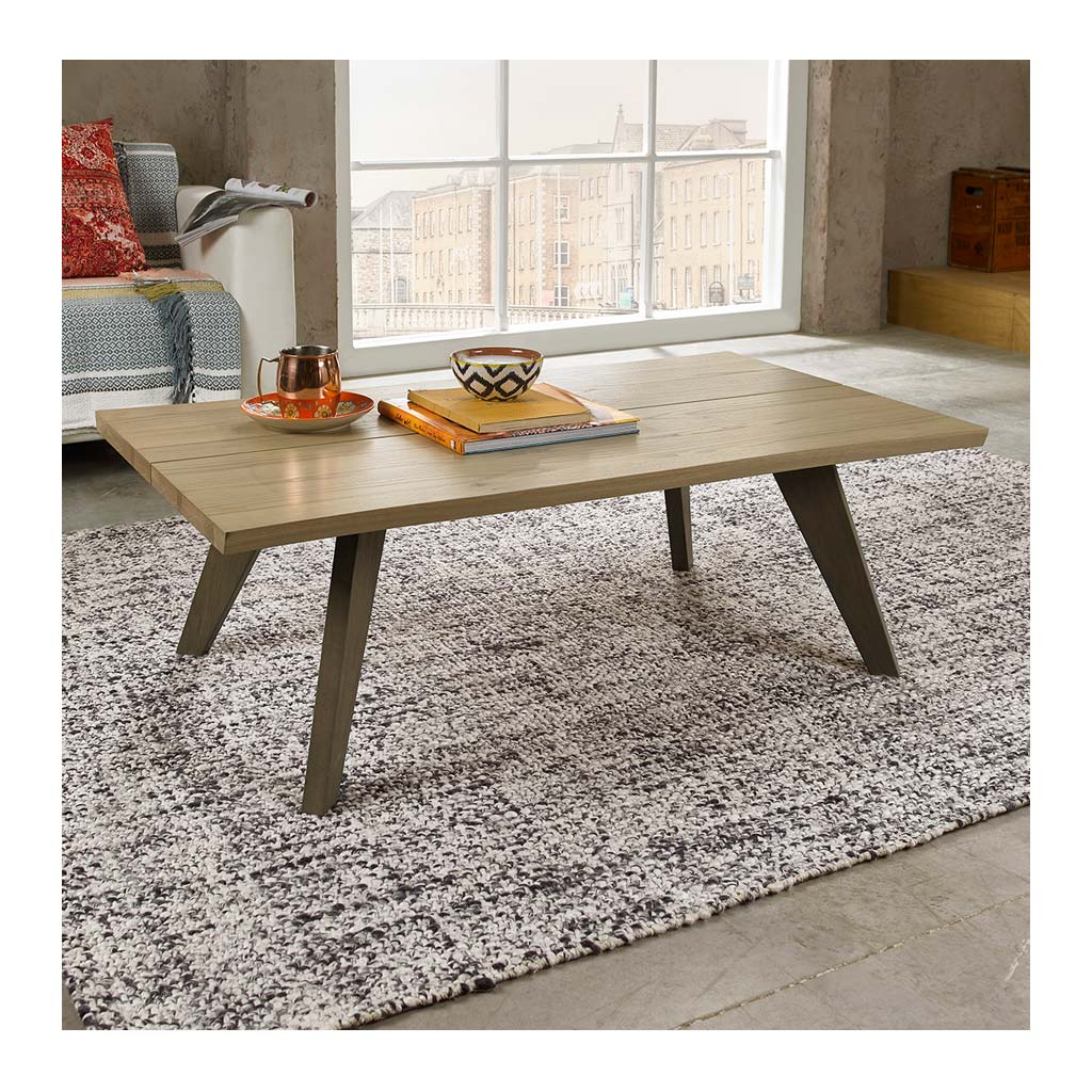 Fredrik Rustic Industrial Scandinavian Wooden Oak Coffee Table lifestyle