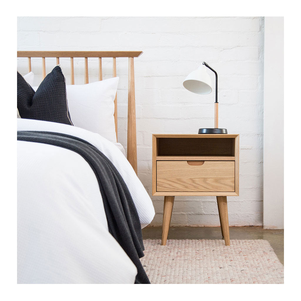 Jakob Danish Scandinavian Wooden Oak Bedside Table with Drawer BROSA STBETH01OAK Ethan Square Side Table, INTERIOR SECRETS  CF695-VN Asta SQ Wooden Bedside Table, RETROJAN Mia Contemporary Nightstand with Shelf, LIFE INTERIORS Orbit 1 Drawer Nightstand (Oak), TEMPLE AND WEBSTER TPWT2532 Olsen Oak Square 1 Drawer Bedside Table