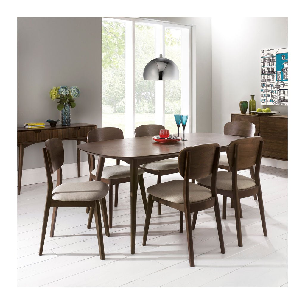 Logan Scandinavian Walnut and Beech Wood Grey Linen Dining Chair INTERIOR SECRETS  DC785WAL-VN Johansen Veneer Dining Chair - Fabric Seat - Walnut