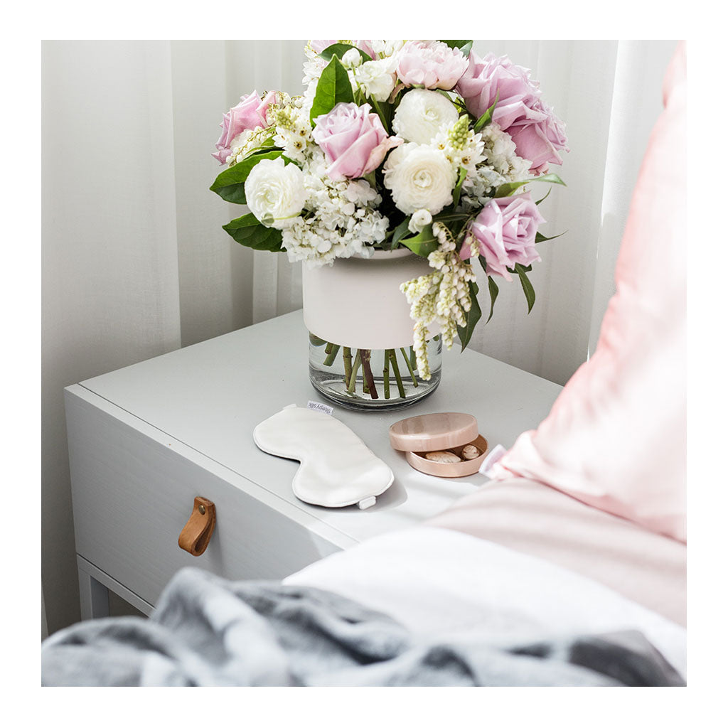 Sleepy Silk, Silk Pillowcase + Silk Eye Mask Set - Ivory White Silk Sleep Mask (SS-PE-WH00), Silky Tots Silk Pillow Slip + Silk Eye Mask, SLIP Beauty to Go! Travel Set, SHHH Silk Travel Set