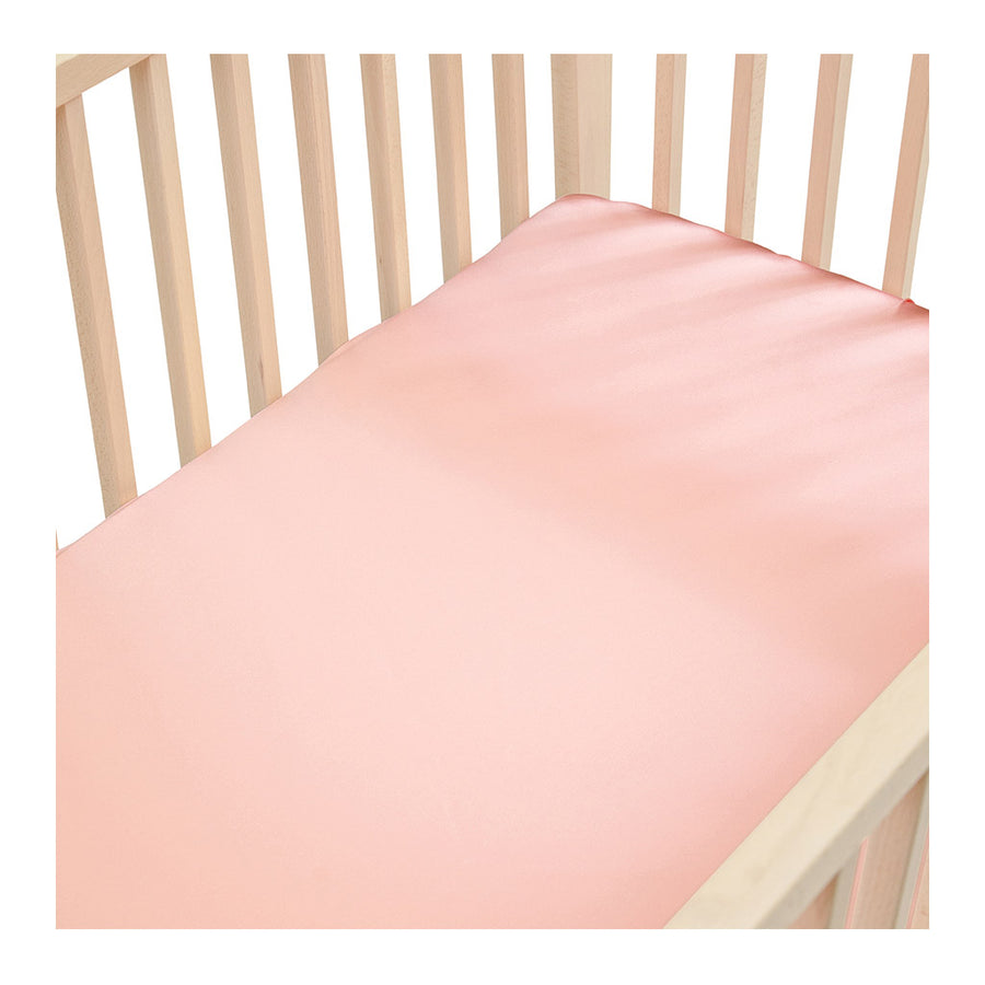 Sleepy Silk, Silk Fitted Sheet for Cots / Cribs - Blush Pink (SS-FC-PK00) for baby hair loss and baby bald spots, Silky Tots 100% Silk Cot Sheet, Pawda Baby 100% Mulberry Silk Cot Full Fitted Sheet, Monday Silks, Baby Tresses Cot Bed Sheet