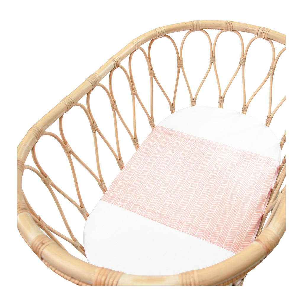 Sleepy Silk, Silk Sleeve, Set of 2 (Bassinet & Cot / Crib Sleeve) - Dove Grey - Blush Herringbone Pink - pattern (SS-BC-PK01) for baby hair loss and baby bald spots, Silky Tots Silk Cot Slip + Silk Bassinet Slip, Pawda Baby 100% Mulberry Silk Cot Semi Sheet and Silk Semi Sheet for Bassinet, Monday Silks, Baby Tresses Cot Bed Sheet