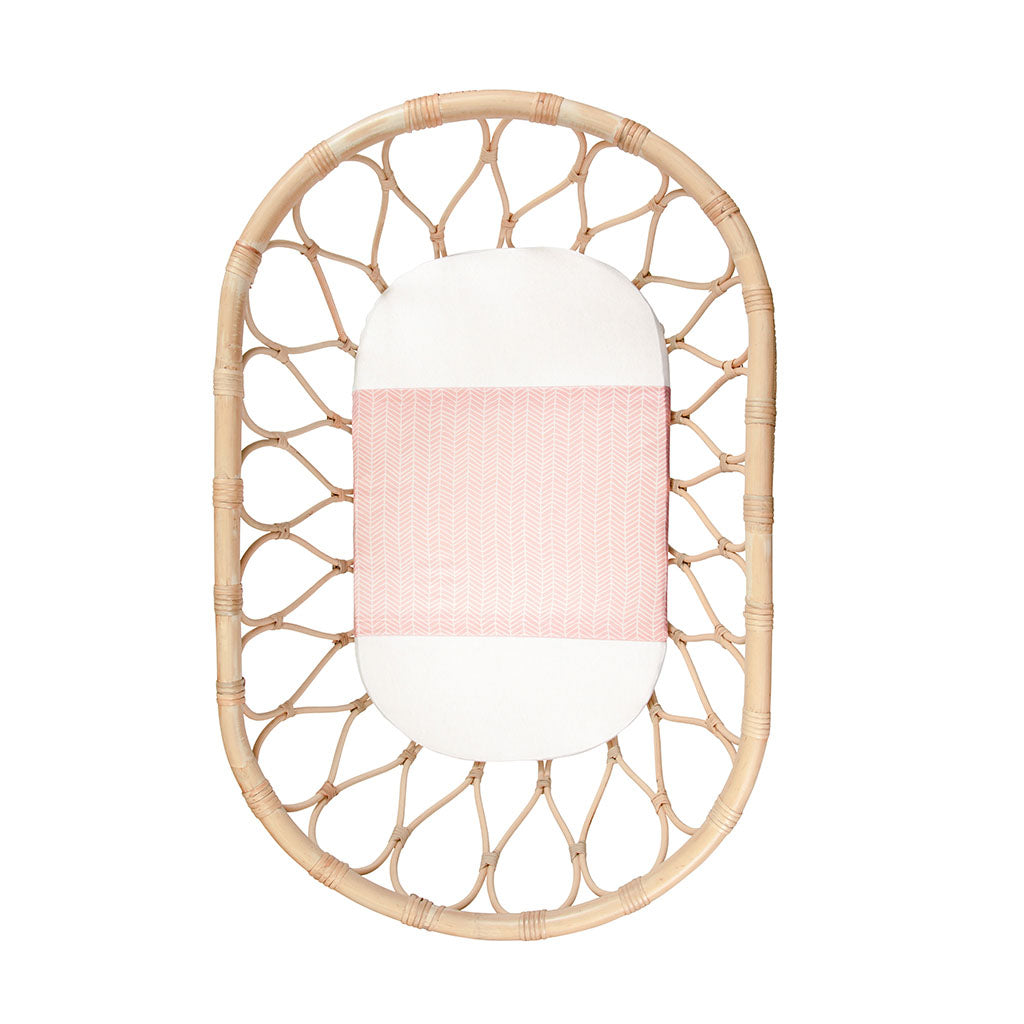 Sleepy Silk, Silk Sleeve for Bassinets - Blush Herringbone Pink - pattern (SS-BS-PK01) for baby hair loss and baby bald spots, Silky Tots Silk Bassinet Slip, Pawda Baby 100% Mulberry Silk Semi Sheet for Bassinet, Monday Silks, Baby Tresses Cot Bed Sheet