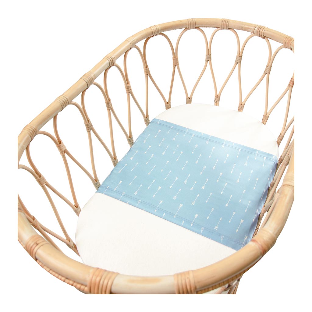 Sleepy Silk, Silk Sleeve, Set of 2 (Bassinet & Cot / Crib Sleeve) - Dove Grey - Sky Arrows Blue - pattern (SS-BC-BL01) for baby hair loss and baby bald spots, Silky Tots Silk Cot Slip + Silk Bassinet Slip, Pawda Baby 100% Mulberry Silk Cot Semi Sheet and Silk Semi Sheet for Bassinet, Monday Silks, Baby Tresses Cot Bed Sheet