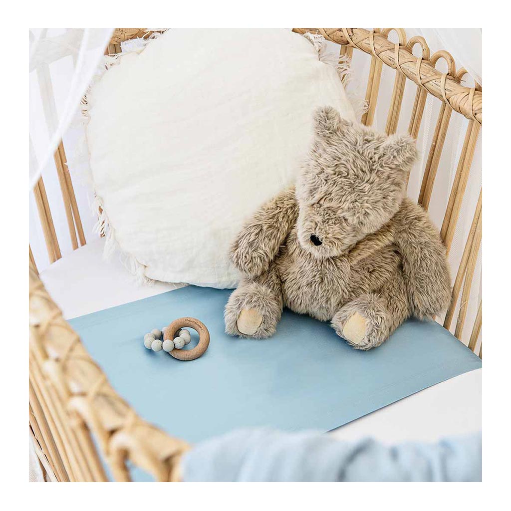 Sleepy Silk, Silk Sleeve for Bassinets - Sky Blue (SS-BS-BL00) for baby hair loss and baby bald spots, Silky Tots Silk Bassinet Slip, Pawda Baby 100% Mulberry Silk Semi Sheet for Bassinet, Monday Silks, Baby Tresses Cot Bed Sheet