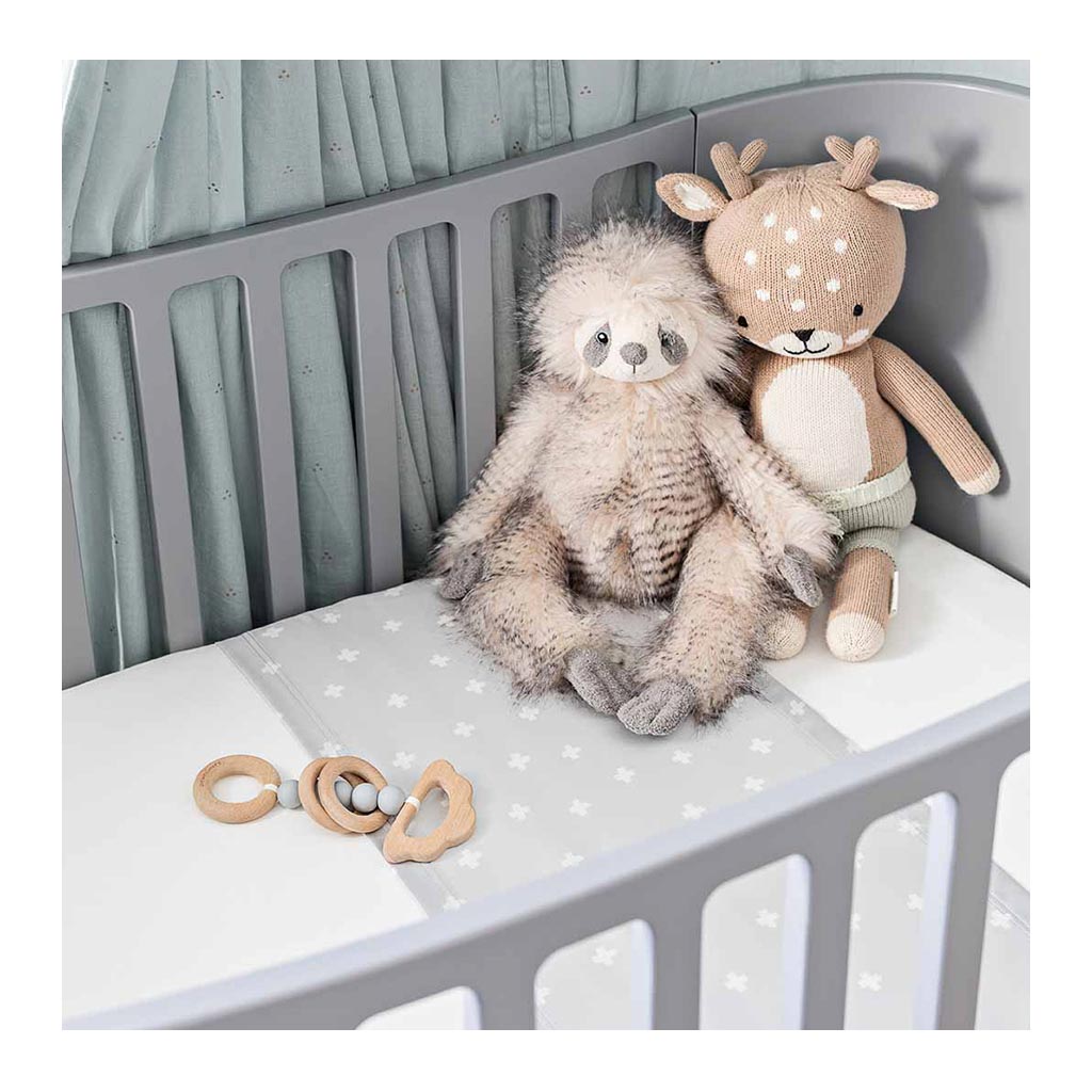 Sleepy Silk, Silk Sleeve for Cots / Cribs - Dove Grey Crosses Grey - pattern (SS-CS-GR01) for baby hair loss and baby bald spots, Silky Tots Silk Cot Slip, Pawda Baby 100% Mulberry Silk Cot Semi Sheet, Monday Silks, Baby Tresses Cot Bed Sheet