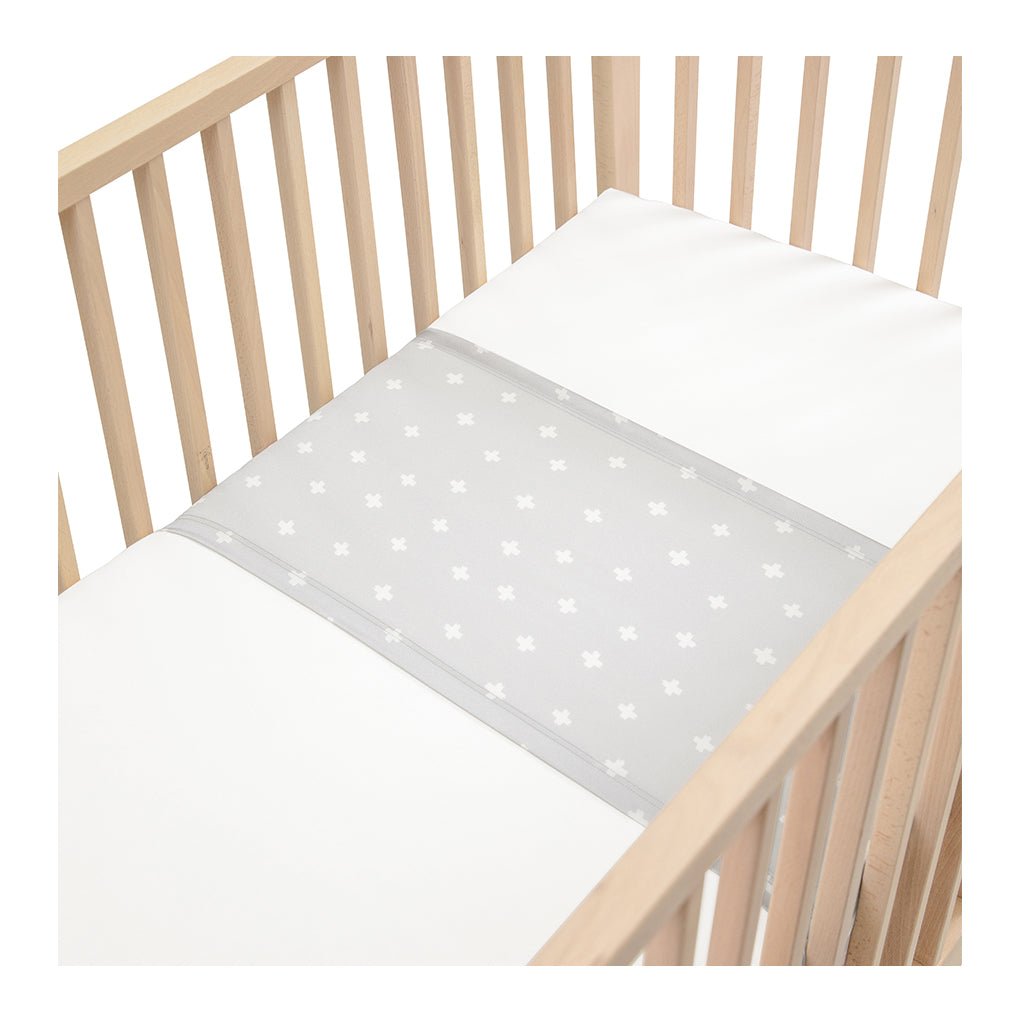 Sleepy Silk, Silk Sleeve, Set of 2 (Bassinet & Cot / Crib Sleeve) - Dove Grey - Dove Grey Crosses Grey - pattern (SS-BC-GR01) for baby hair loss and baby bald spots, Silky Tots Silk Cot Slip + Silk Bassinet Slip, Pawda Baby 100% Mulberry Silk Cot Semi Sheet and Silk Semi Sheet for Bassinet, Monday Silks, Baby Tresses Cot Bed Sheet