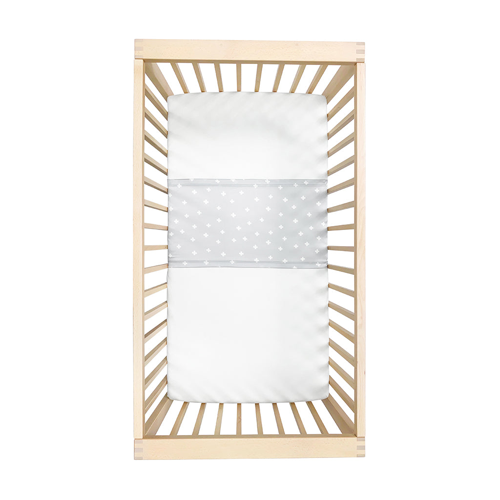 Sleepy Silk, Silk Sleeve for Cots / Cribs - Dove Grey Crosses Grey - pattern (SS-CS-GR01) for baby hair loss and baby bald spots, Silky Tots Silk Cot Slip, Pawda Baby 100% Mulberry Silk Cot Semi Sheet, Monday Silks, Baby Tresses Cot Bed Sheet