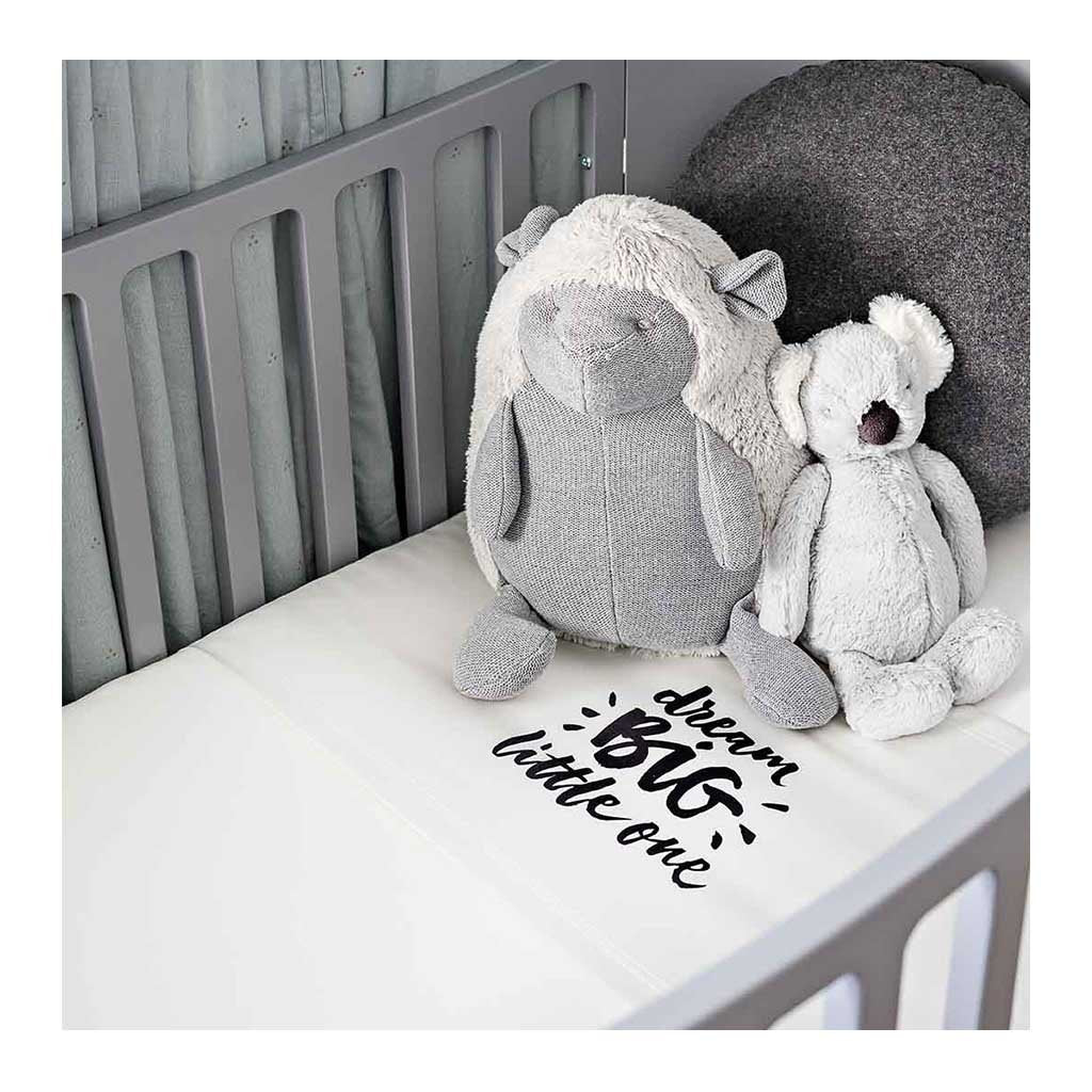 Sleepy Silk, Silk Sleeve, Set of 2 (Bassinet & Cot / Crib Sleeve) - Dove Grey - Dream Big White - pattern (SS-BC-WH01) for baby hair loss and baby bald spots, Silky Tots Silk Cot Slip + Silk Bassinet Slip, Pawda Baby 100% Mulberry Silk Cot Semi Sheet and Silk Semi Sheet for Bassinet, Monday Silks, Baby Tresses Cot Bed Sheet