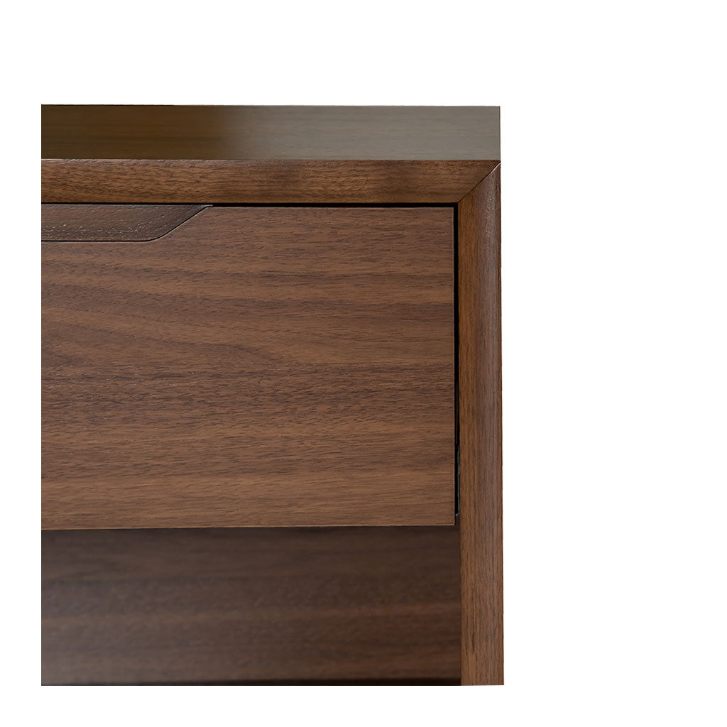 Stefan Scandinavian Walnut and Beech Wood Bedside Table with Drawer