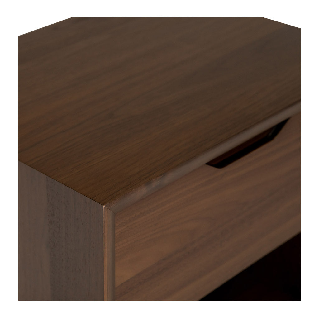 Stefan Scandinavian Walnut and Beech Wood Bedside Table with Drawer