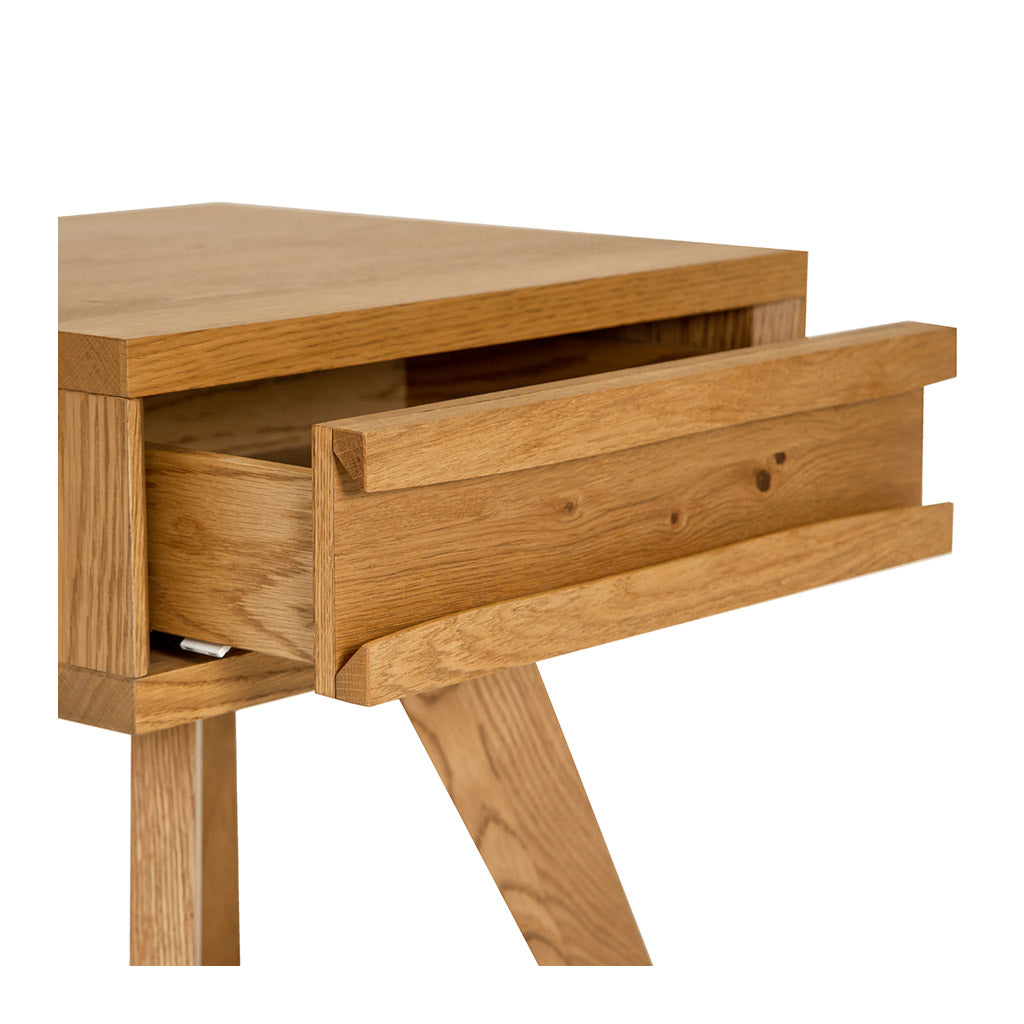 Carlsen Rustic Scandinavian Wooden Oak Bedside Table with Drawer 