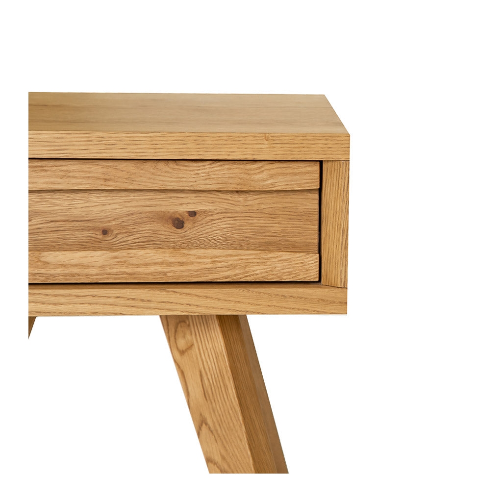 Carlsen Rustic Scandinavian Wooden Oak Bedside Table with Drawer 