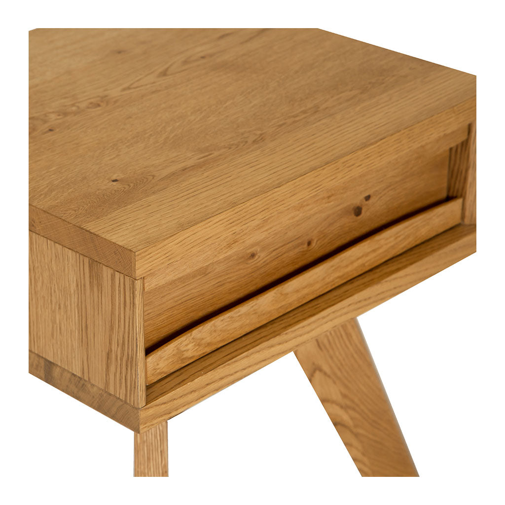 Carlsen Rustic Scandinavian Wooden Oak Bedside Table with Drawer