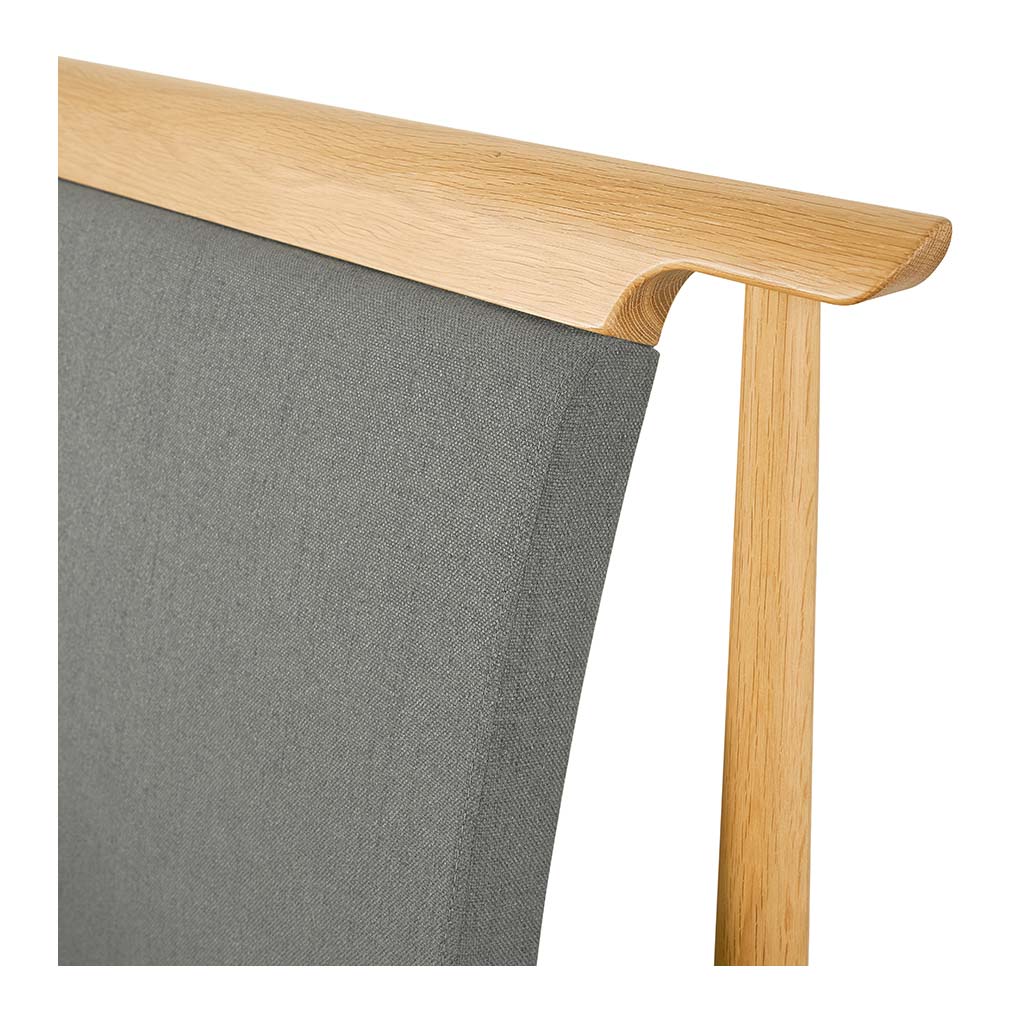 Dana Japanese Scandinavian Wooden Oak Fabric Upholstered Queen Bed