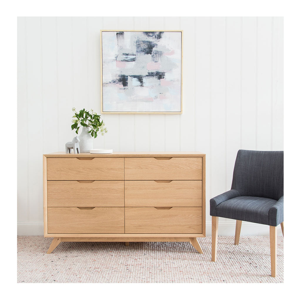 Erika Scandinavian Wooden Oak 6 Drawer Wide Chest of Drawers INTERIOR SECRETS  DT1057-VN Nora 6 Drawer Wide Chest - Natural