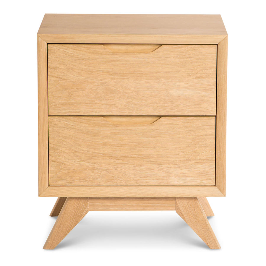 Erika Scandinavian Wooden Oak Bedside Table with 2 Drawers INTERIOR SECRETS  CF865-VN Nora Scandinavian 2 Drawer Wooden Bedside Table, MATT BLATT  Fleetwood Bedside Table