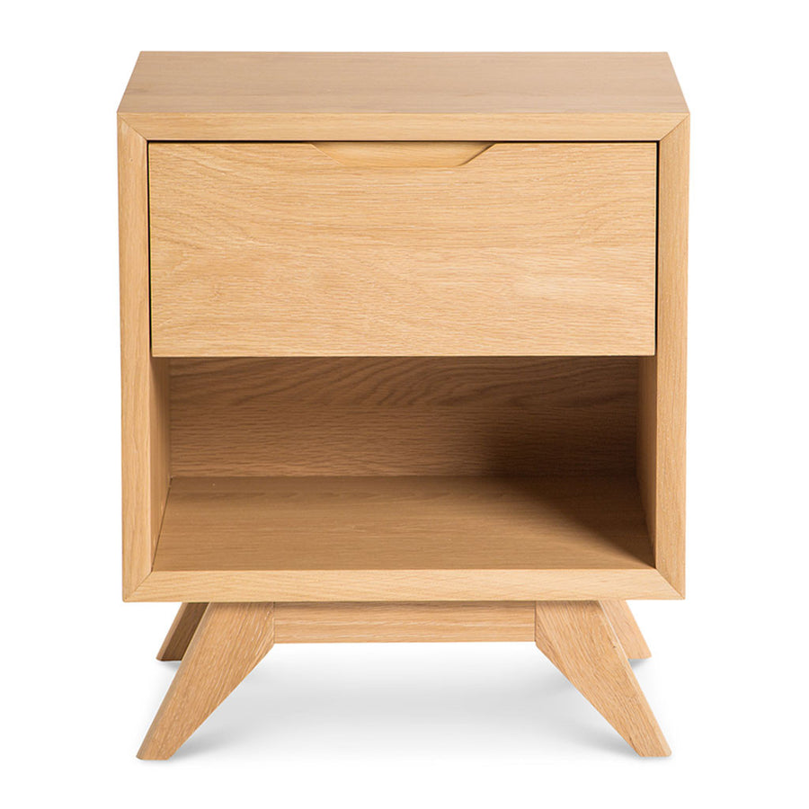 Erika Scandinavian Wooden Oak Bedside Table with Drawer INTERIOR SECRETS  CF860-VN Nora Scandinavian Lamp Side Table - Natural