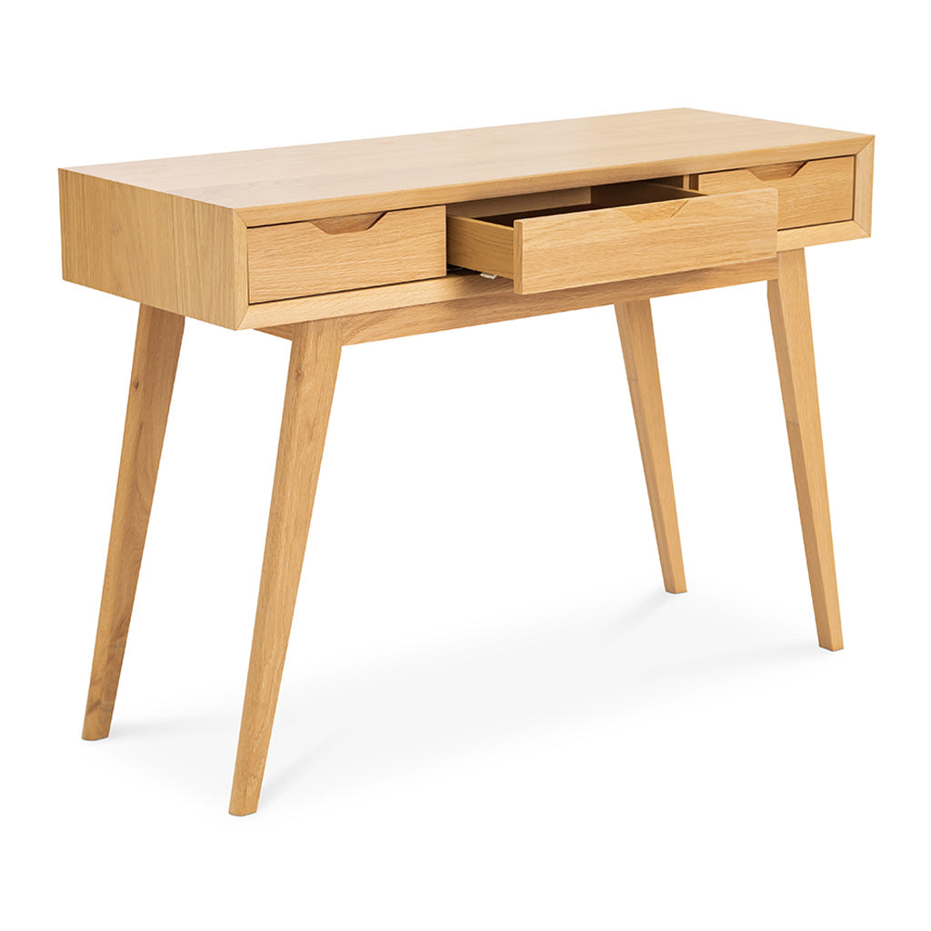 Erika Scandinavian Wooden Oak Console Table with Drawers BROSA TBLELZ25OAK Elizabeth Dressing Table, INTERIOR SECRETS  DT950-VN Nora Console Hall Table - Natural, TEMPLE AND WEBSTER TPWT2529 Natural Skov Console