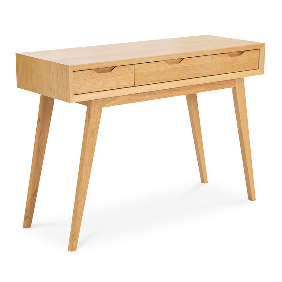 Erika Scandinavian Wooden Oak Console Table with Drawers BROSA TBLELZ25OAK Elizabeth Dressing Table, INTERIOR SECRETS  DT950-VN Nora Console Hall Table - Natural, TEMPLE AND WEBSTER TPWT2529 Natural Skov Console