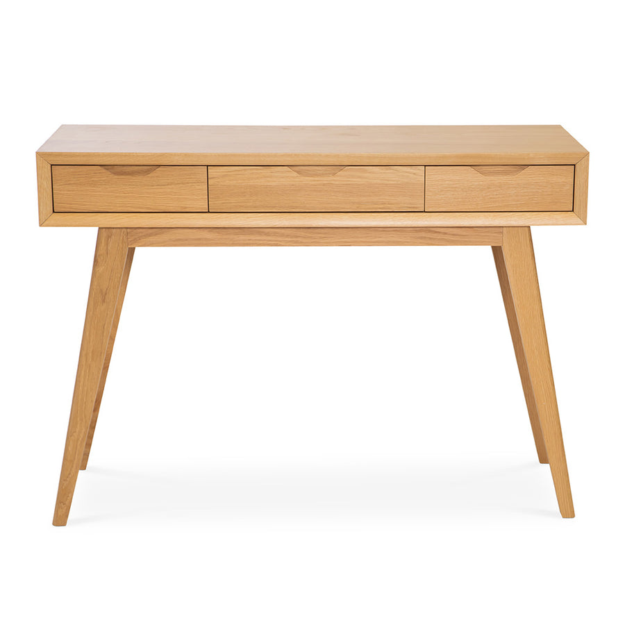 Erika Scandinavian Wooden Oak Console Table with Drawers BROSA TBLELZ25OAK Elizabeth Dressing Table, INTERIOR SECRETS  DT950-VN Nora Console Hall Table - Natural, TEMPLE AND WEBSTER TPWT2529 Natural Skov Console