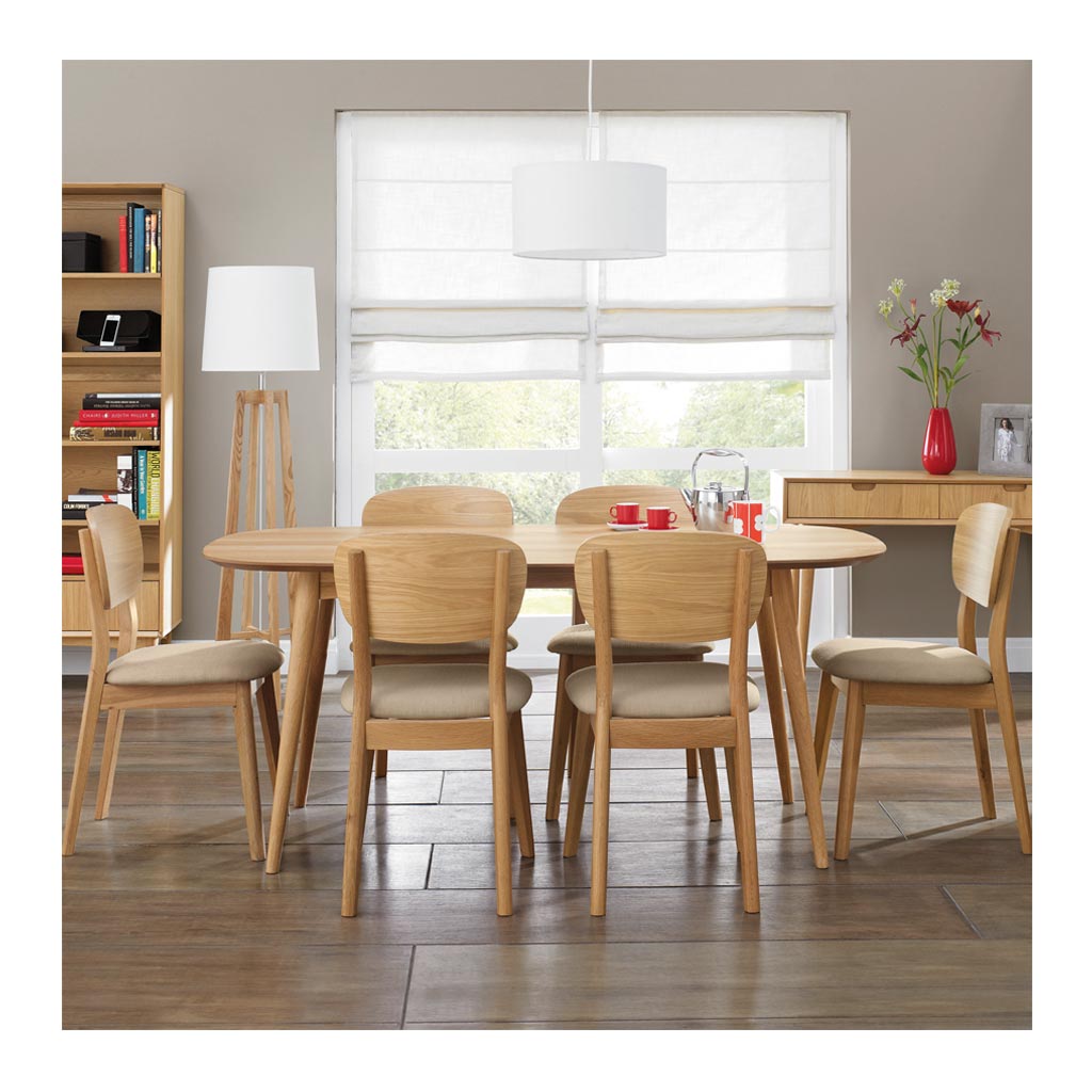 Ingrid Retro Scandinavian Wooden Oak 6 Seater Dining Table BROSA Mia 175cm Dining Table INTERIOR SECRETS DT781-VN Johansen Scandinavian Fixed Dining Table - Natural lifestyle LIFE INTERIORS Stockholm Dining Table (Oak)