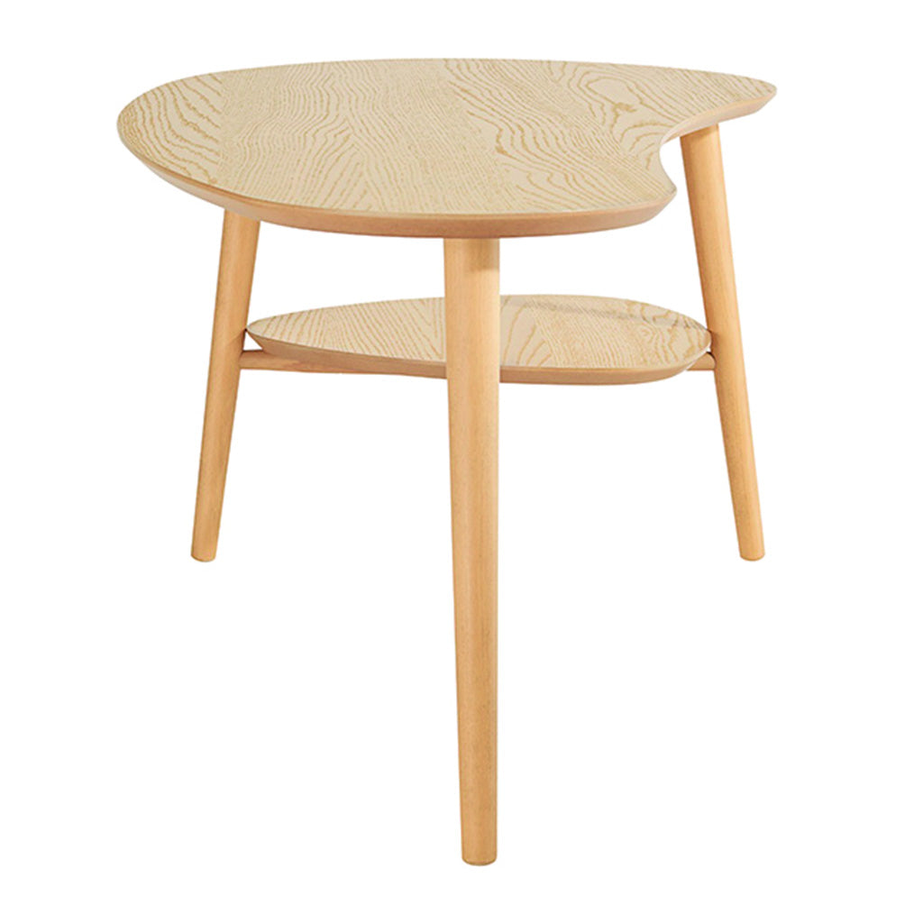 Ingrid Retro Scandinavian Wooden Oak Curved Coffee Table with Shelf Side