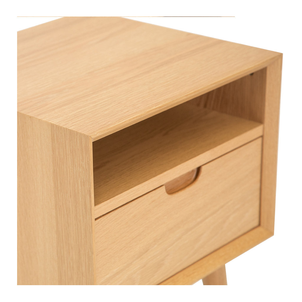 Jakob Danish Scandinavian Wooden Oak Bedside Table with Drawer BROSA STBETH01OAK Ethan Square Side Table, INTERIOR SECRETS  CF695-VN Asta SQ Wooden Bedside Table, RETROJAN Mia Contemporary Nightstand with Shelf, LIFE INTERIORS Orbit 1 Drawer Nightstand (Oak), TEMPLE AND WEBSTER TPWT2532 Olsen Oak Square 1 Drawer Bedside Table