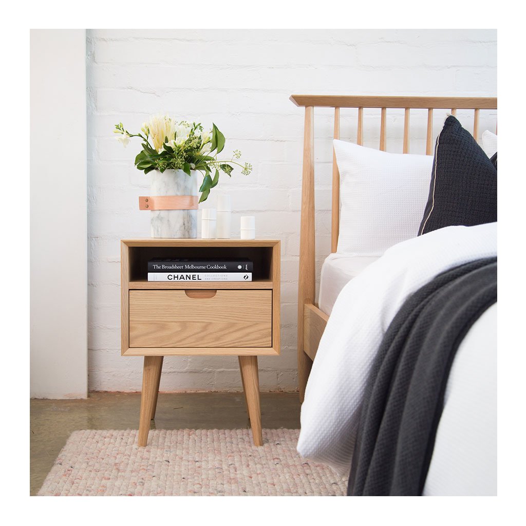 Jakob Danish Scandinavian Wooden Oak Bedside Table with Drawer BROSA STBETH01OAK Ethan Square Side Table, INTERIOR SECRETS  CF695-VN Asta SQ Wooden Bedside Table, RETROJAN Mia Contemporary Nightstand with Shelf, LIFE INTERIORS Orbit 1 Drawer Nightstand (Oak), TEMPLE AND WEBSTER TPWT2532 Olsen Oak Square 1 Drawer Bedside Table