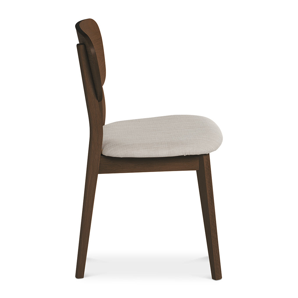 Logan Scandinavian Walnut and Beech Wood Grey Linen Dining Chair INTERIOR SECRETS  DC785WAL-VN Johansen Veneer Dining Chair - Fabric Seat - Walnut