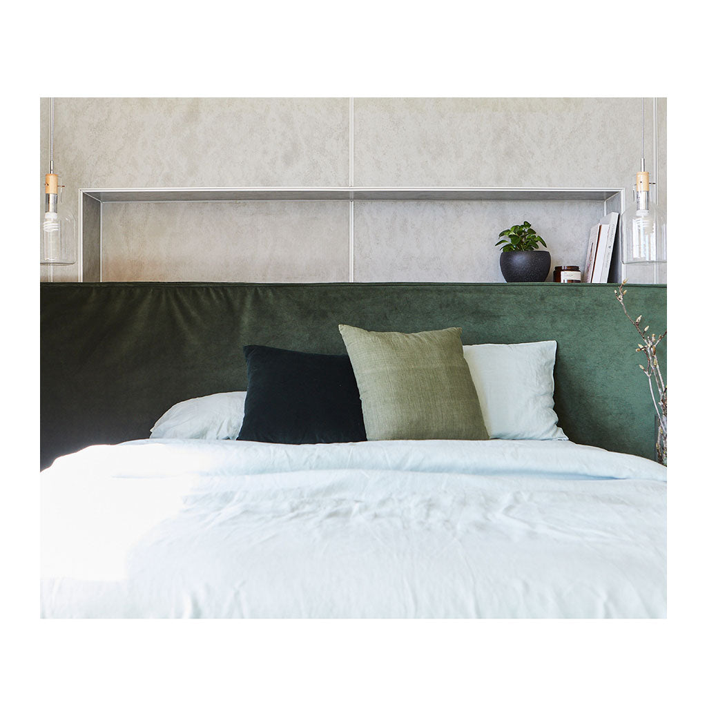 Beds Create Estate Long Time Upholstered Queen Bedhead - Velvet Slipcover, Forest Green