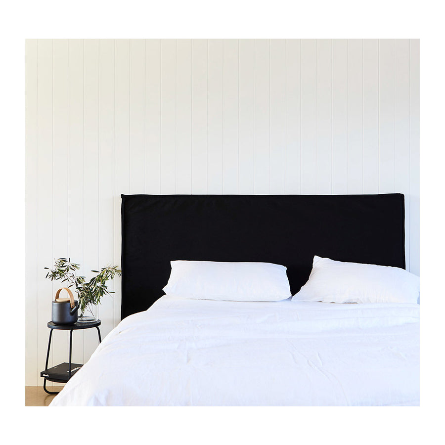Beds Create Estate Old Faithful Upholstered Queen Bedhead - Velvet Slipcover, Black Caviar