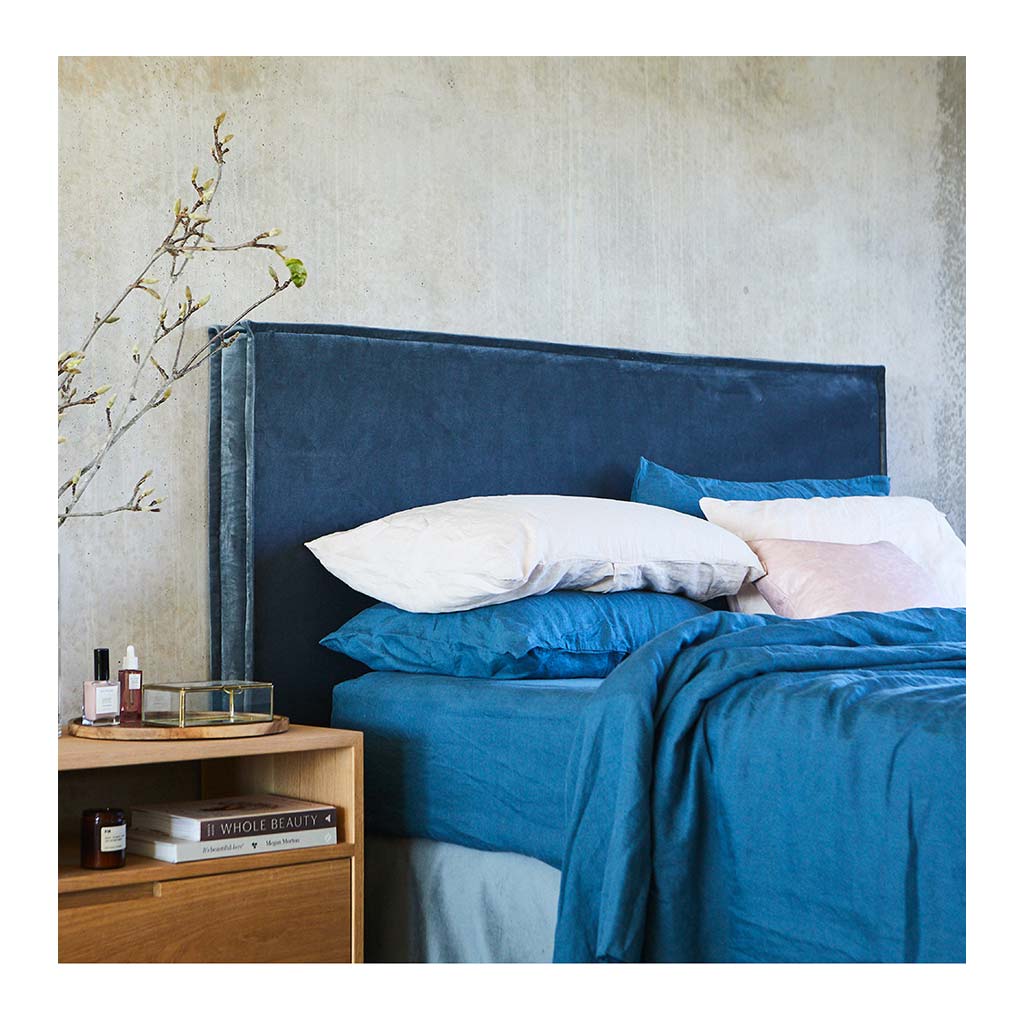 Beds Create Estate Old Faithful Upholstered Queen Bedhead - Velvet Slipcover, Slate Grey