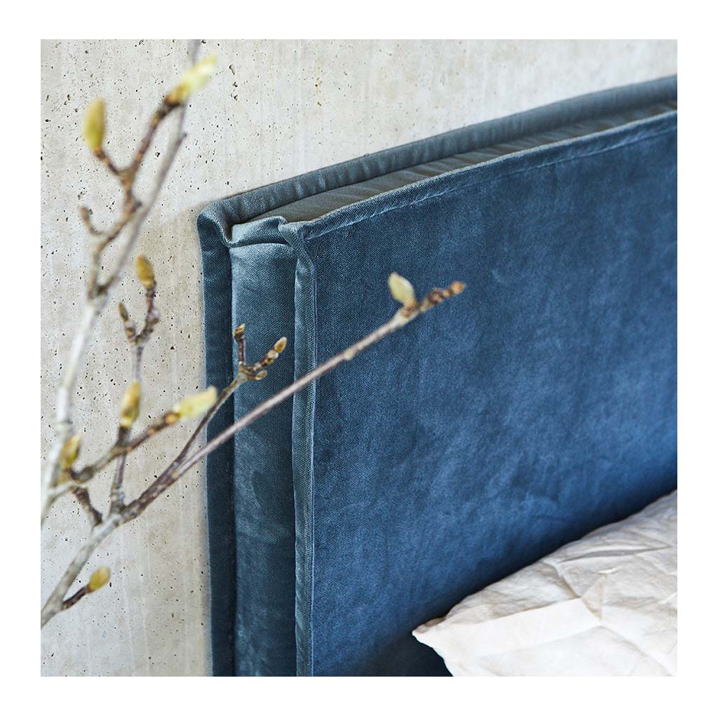 Beds Create Estate Old Faithful Upholstered Queen Bedhead - Velvet Slipcover, Slate Grey