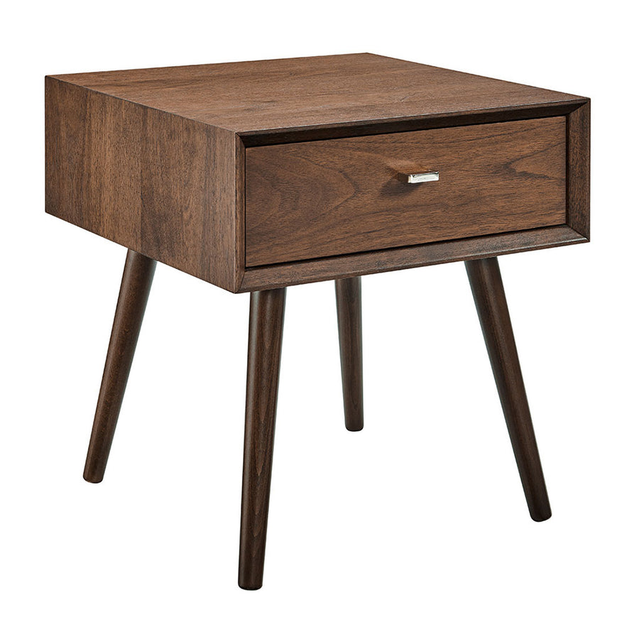 Olsen Danish Scandinavian Wooden Walnut and Beech Wood Bedside Table with Drawer