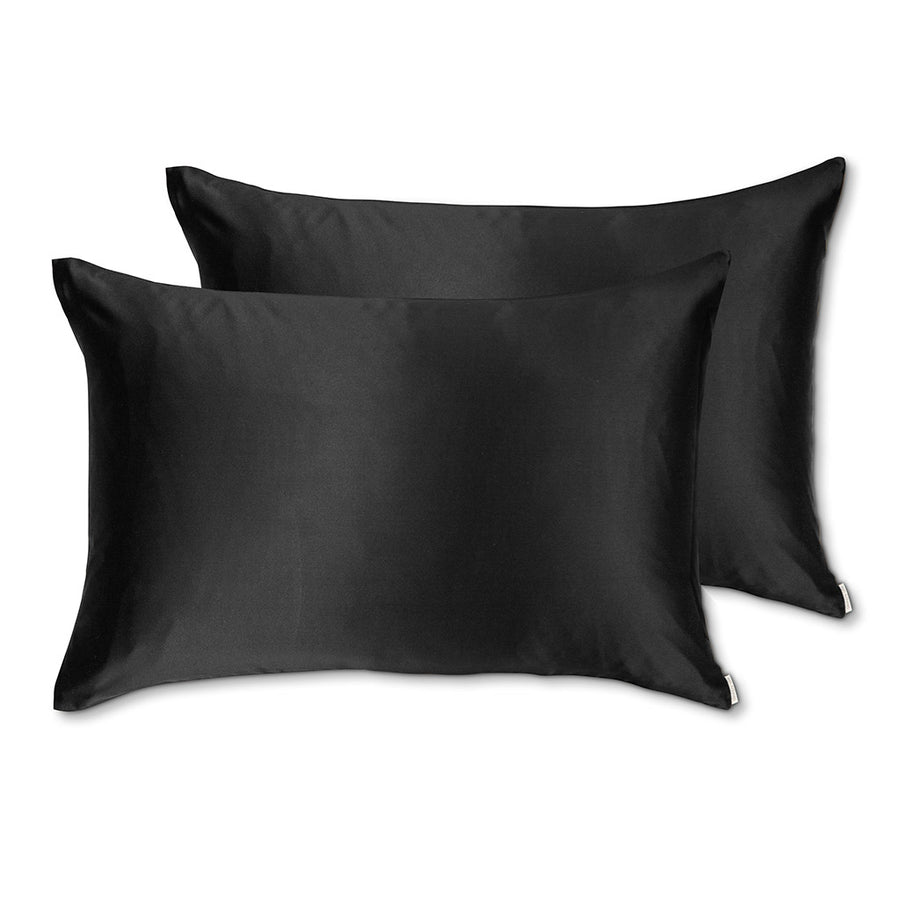 Sleepy Silk, Silk Pillowcase, Set of 2 - Midnight Black (SS-PP-BK00), Silky Tots Double Sided Silk Pillow Slip, Pawda Baby 100% Mulberry Silk Junior or Adult Pillow Case, Slip Pillowcase, SHHH Silk Silk Pillowcase