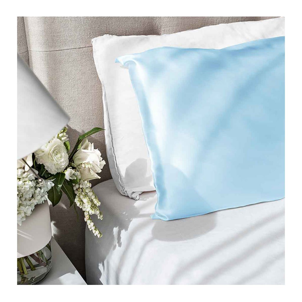 Sleepy Silk, Silk Pillowcase, Set of 2 - Sky Blue (SS-PP-BL00), Silky Tots Double Sided Silk Pillow Slip, Pawda Baby 100% Mulberry Silk Junior or Adult Pillow Case, Slip Pillowcase, SHHH Silk Silk Pillowcase
