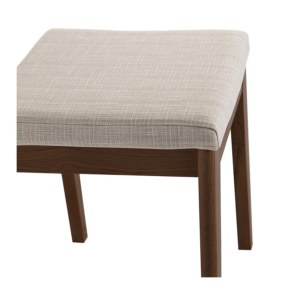 Stefan Scandinavian Walnut and Beech Wood Fabric Stool 