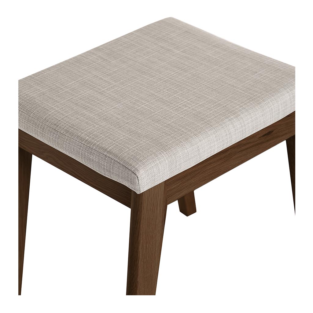 Stefan Scandinavian Walnut and Beech Wood Fabric Stool 