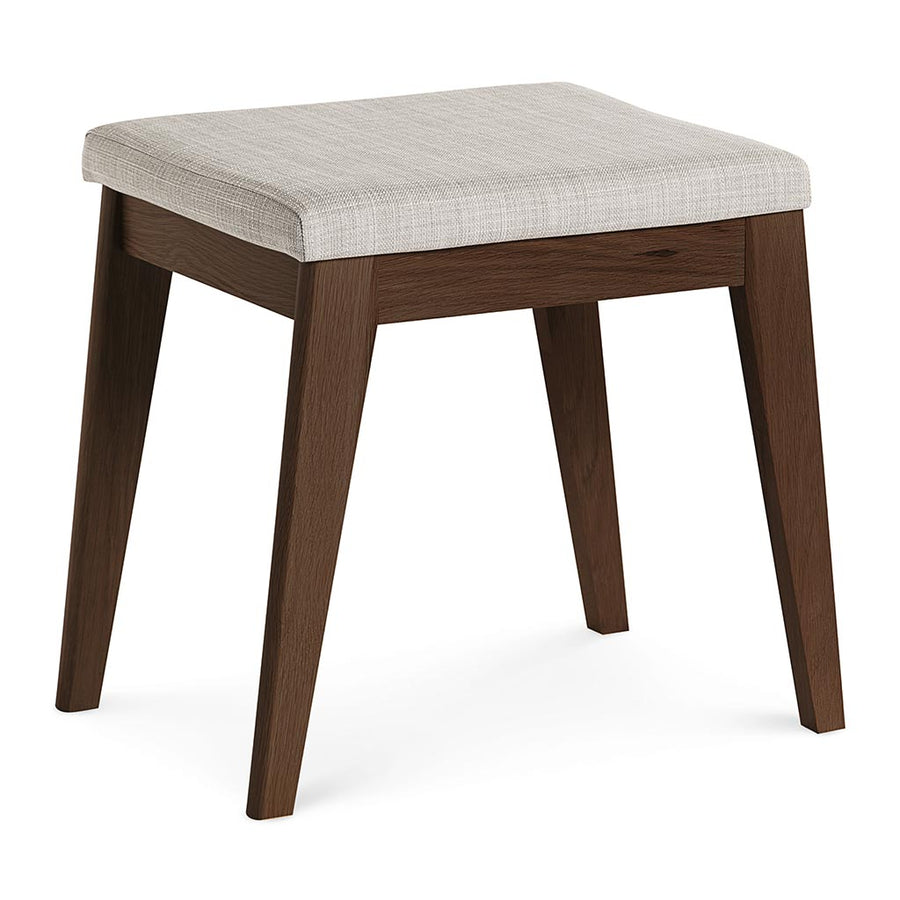 Stefan Scandinavian Walnut and Beech Wood Fabric Stool 