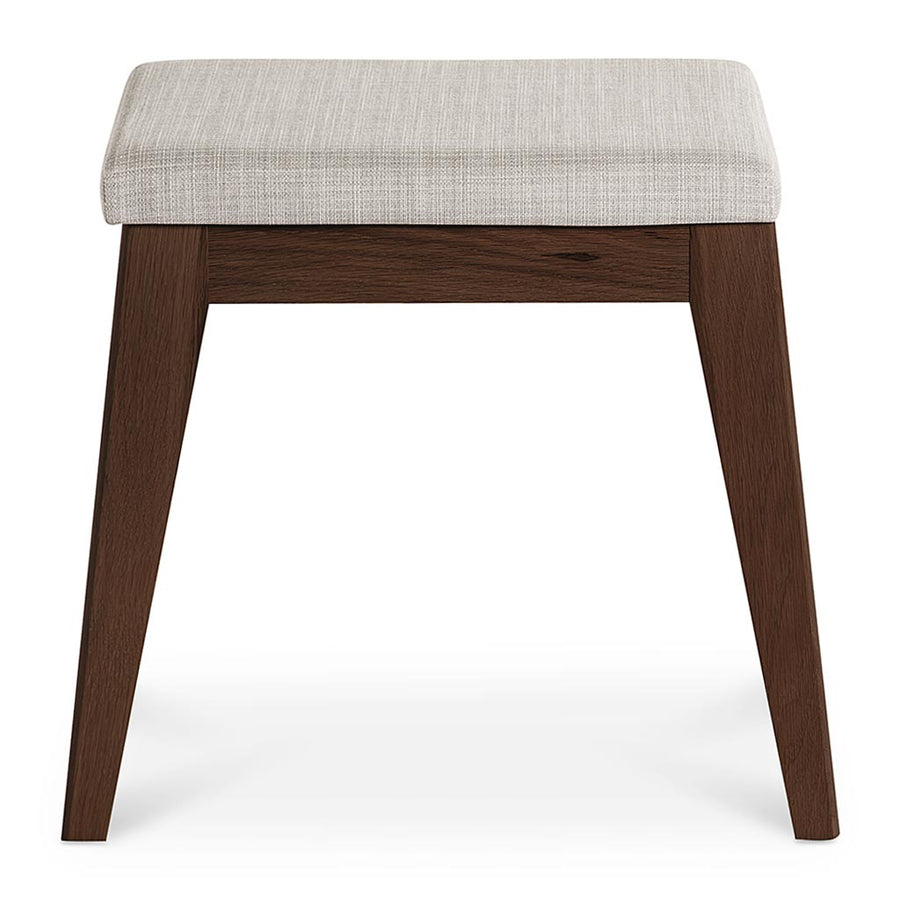 Stefan Scandinavian Walnut and Beech Wood Fabric Stool 