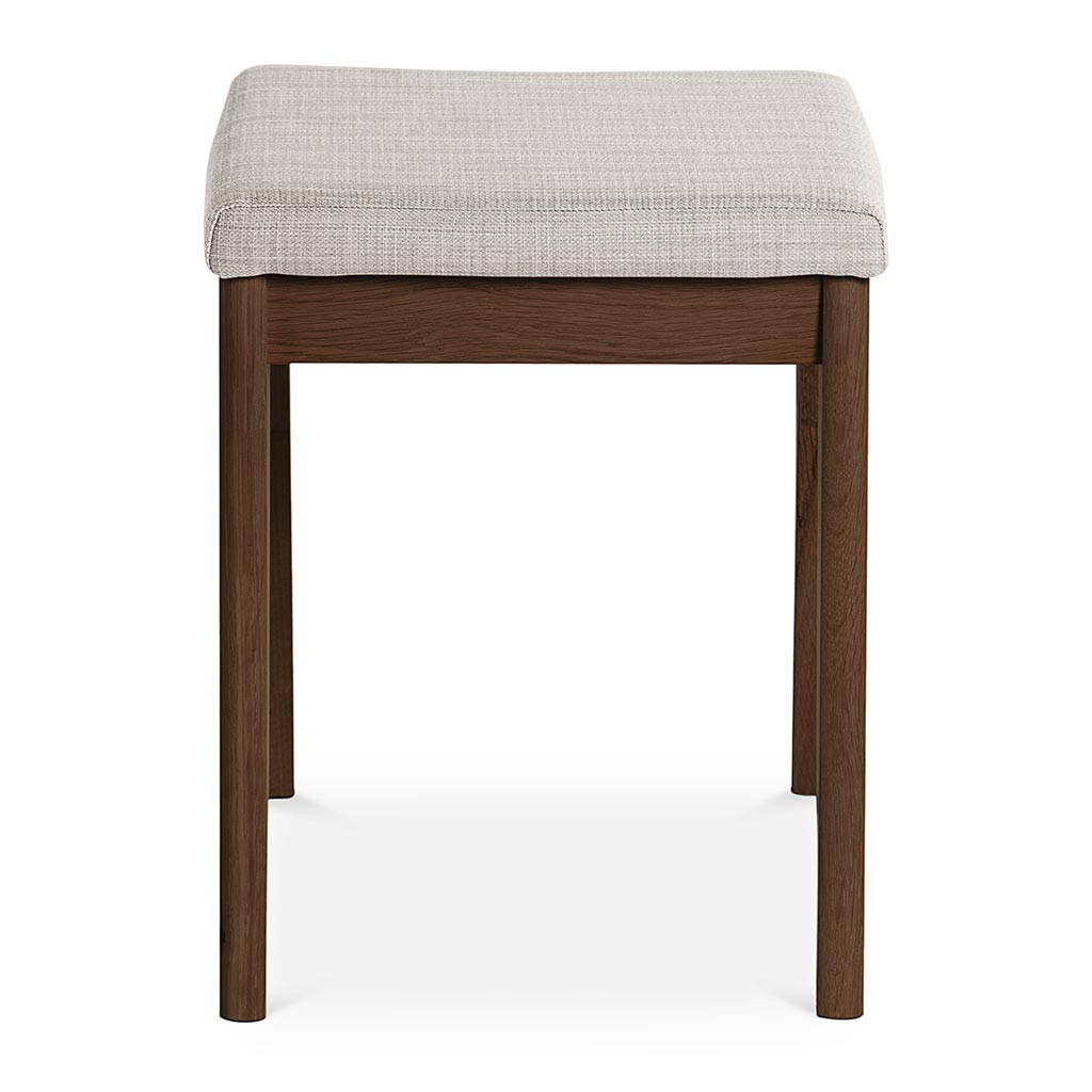 Stefan Scandinavian Walnut and Beech Wood Fabric Stool 